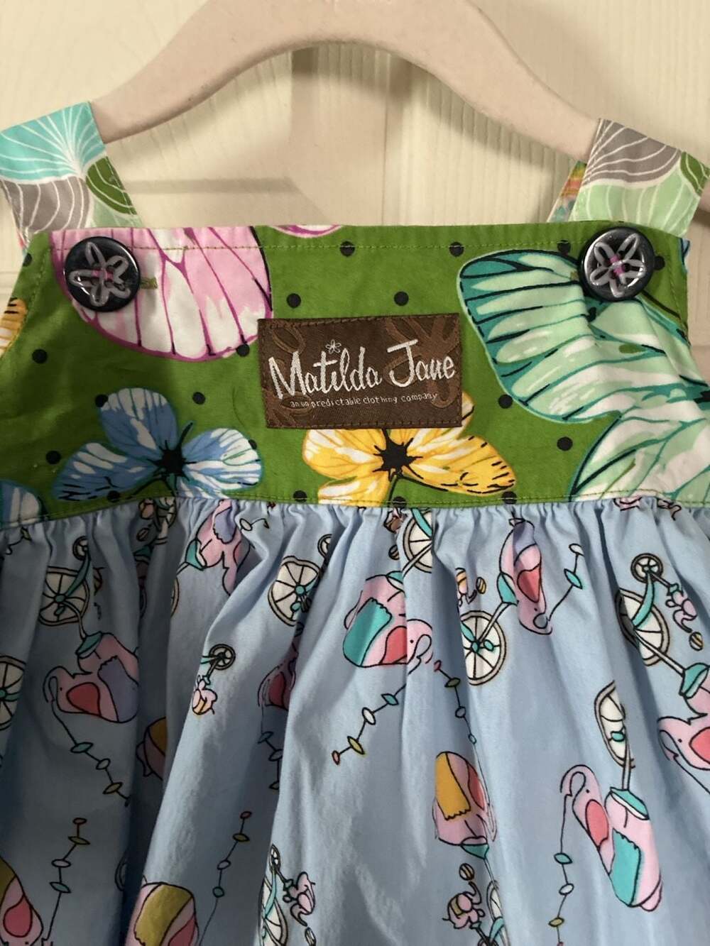 Matilda Jane Apron Dress Size 12M Multi Color Patterned Ruffle - Picture 4 of 5